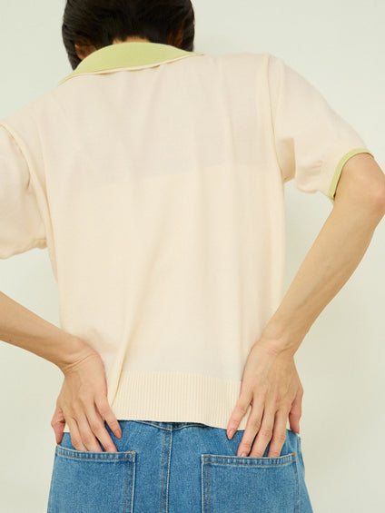 レーヨンナイロン配色ポロニット
