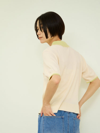 レーヨンナイロン配色ポロニット