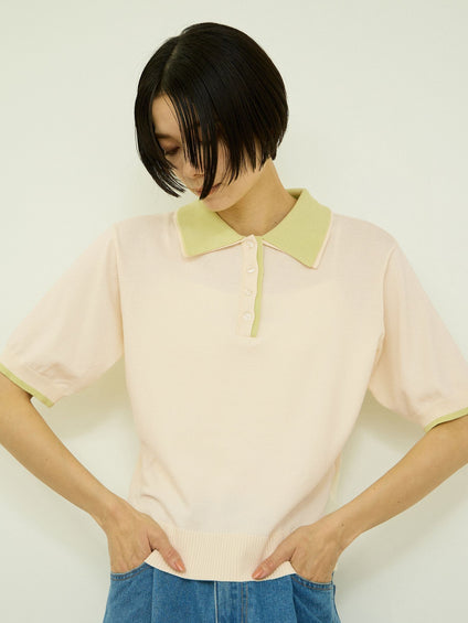 レーヨンナイロン配色ポロニット
