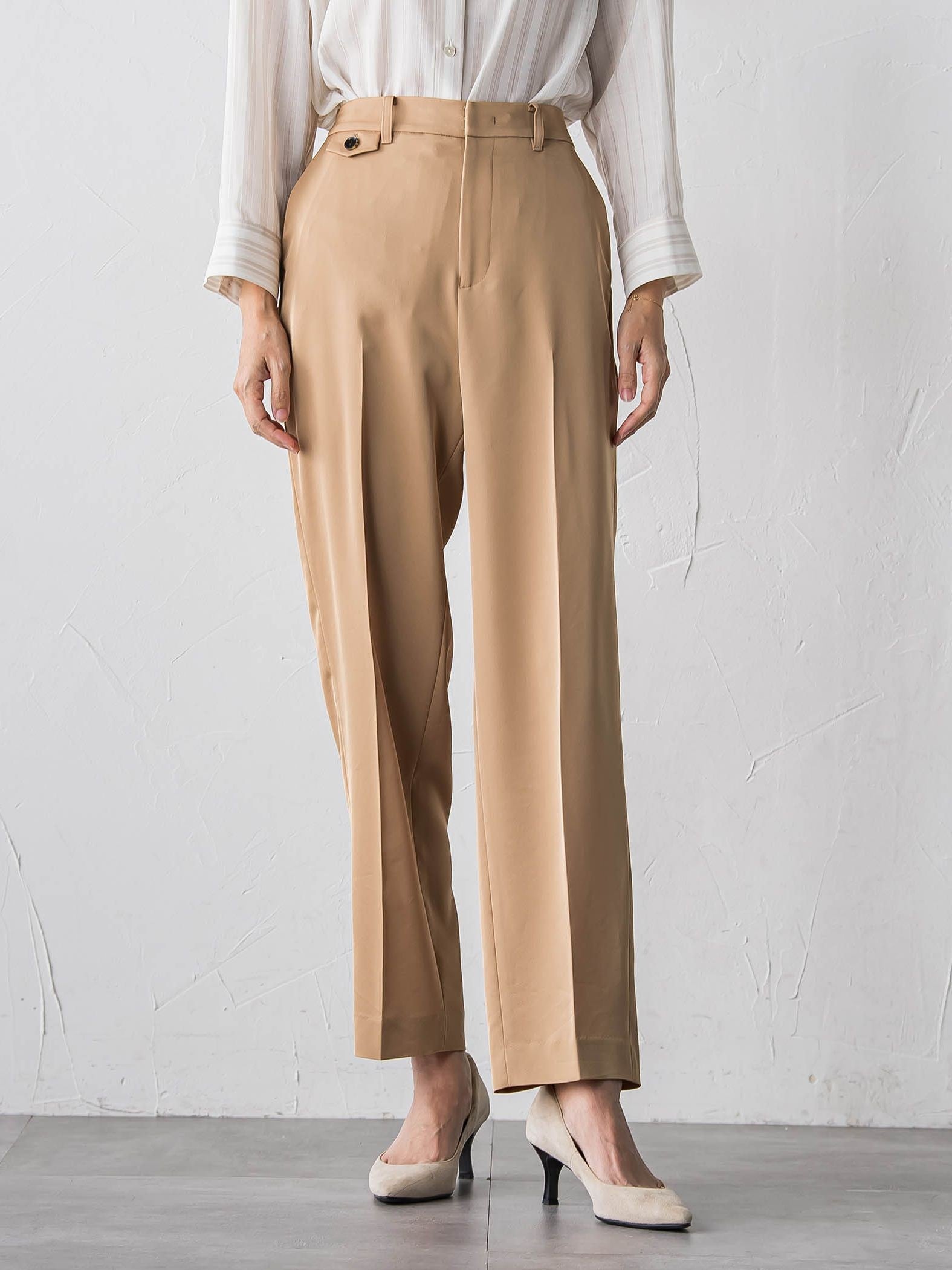 【大きいサイズ】【受注会限定】トリアセチノテーパードパンツ