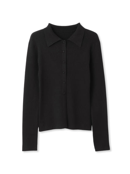 くるみボタンポロニットカーディガン≪手洗い可能≫