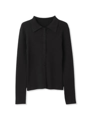 くるみボタンポロニットカーディガン≪手洗い可能≫