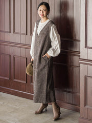 ツィードVネックジャンスカワンピース