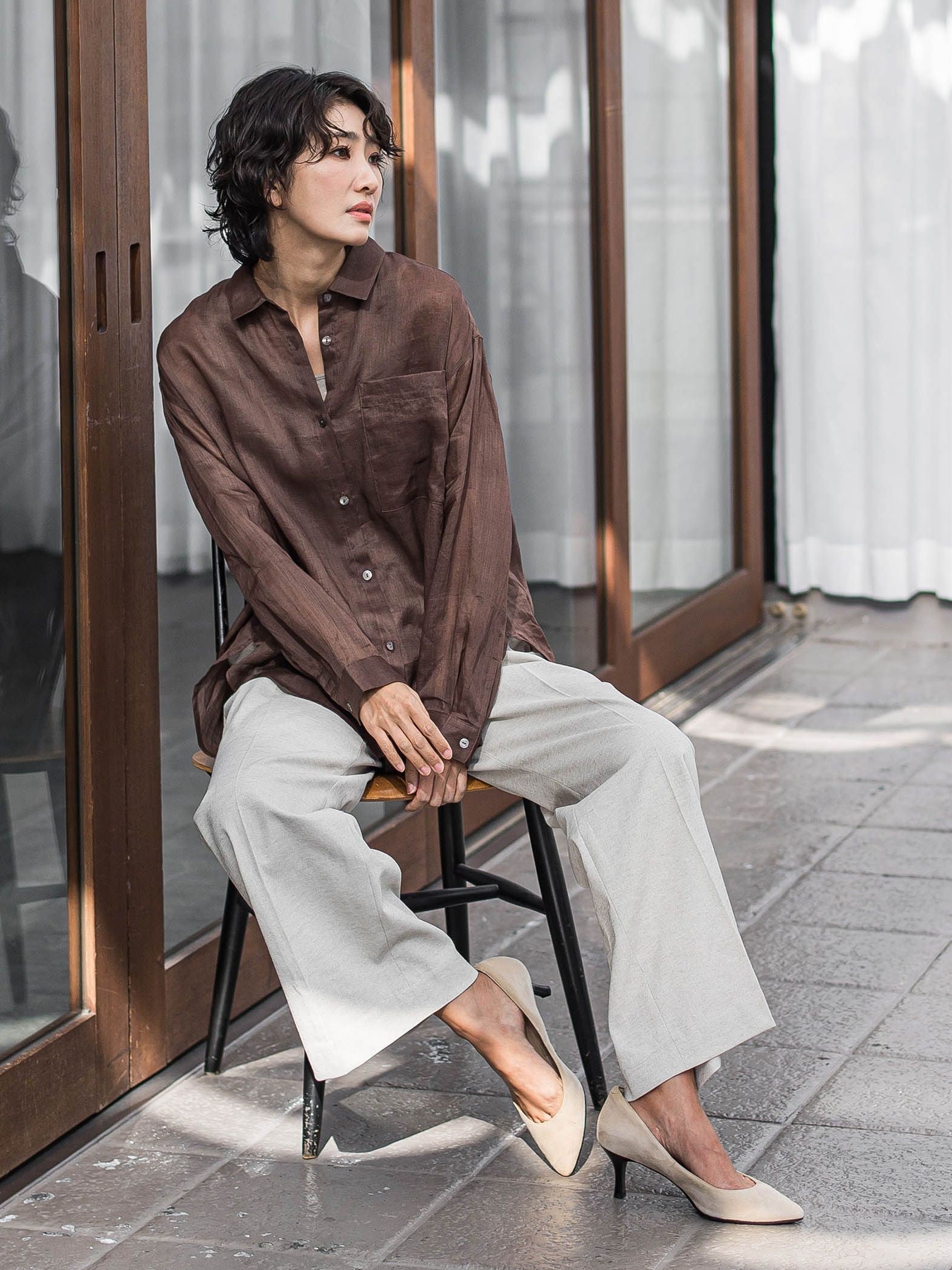 【WEB限定/+5cm丈長め】シェルタリングワイドパンツ