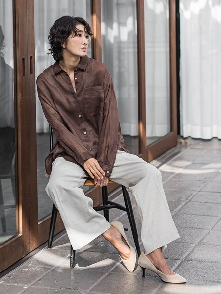 【WEB限定/+5cm丈長め】シェルタリングワイドパンツ