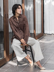 【WEB限定/+5cm丈長め】シェルタリングワイドパンツ