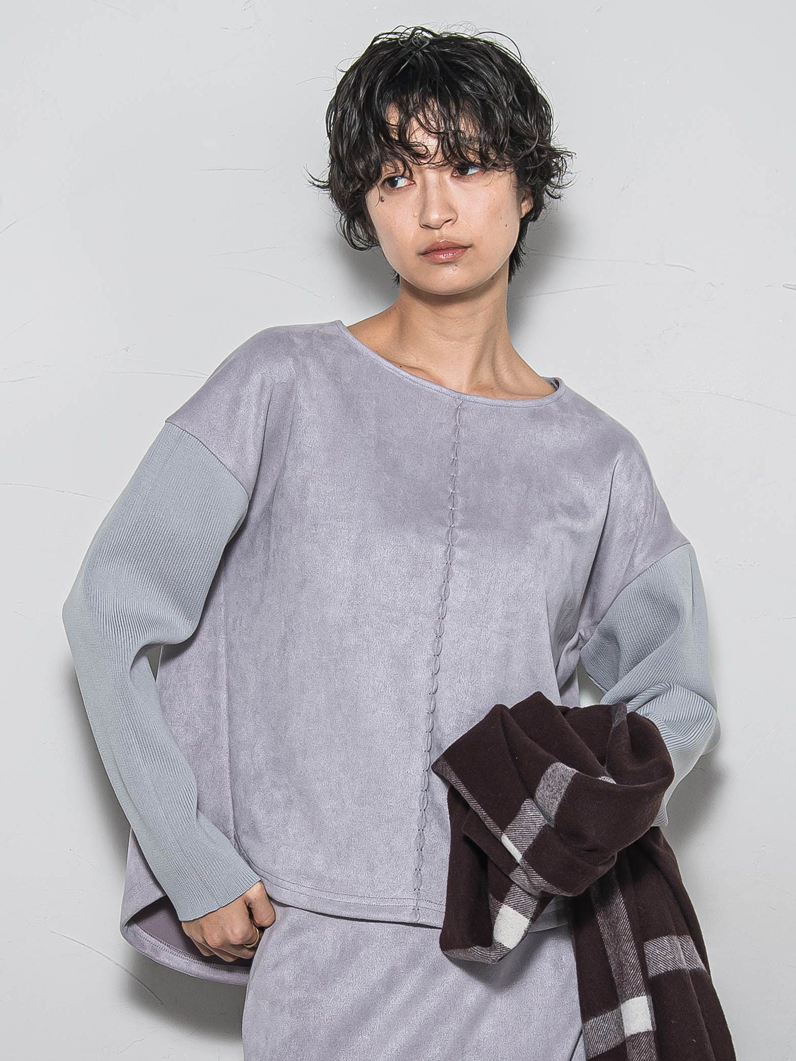 【新色追加】スウェード調×ニットスカートセットアップ≪手洗い可能≫