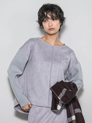 【新色追加】スウェード調×ニットスカートセットアップ≪手洗い可能≫