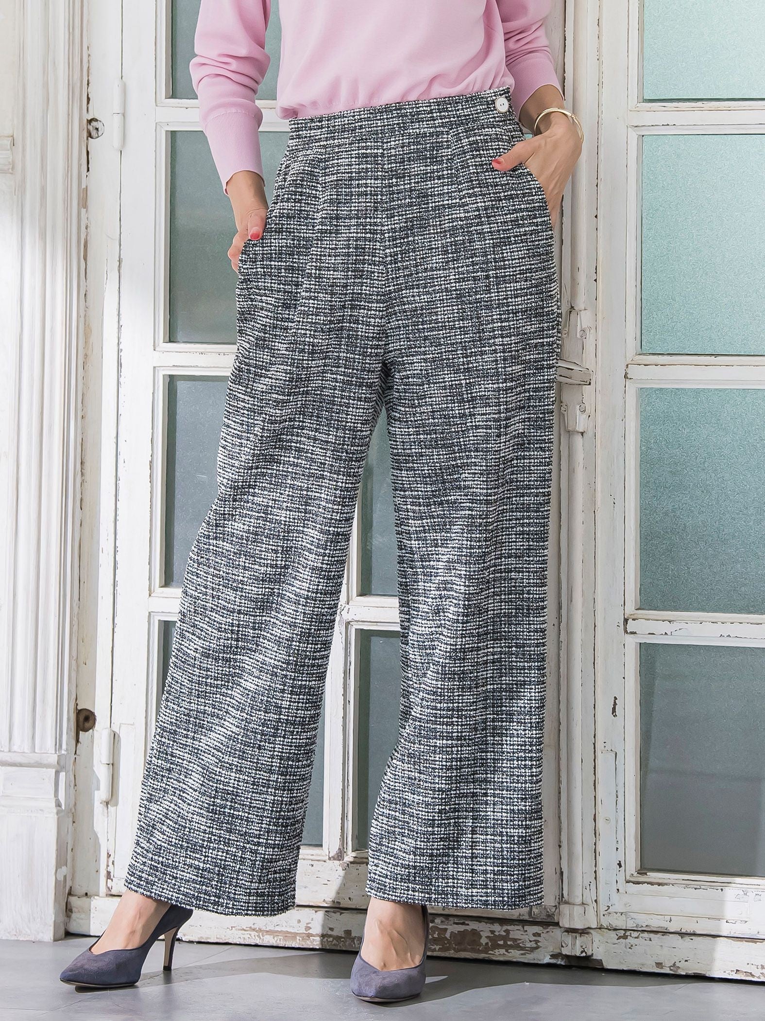 ツイードラメワイドパンツ