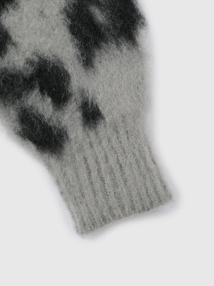 レオパードジャガードシャギーニットカーディガン