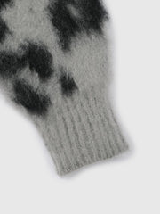 レオパードジャガードシャギーニットカーディガン