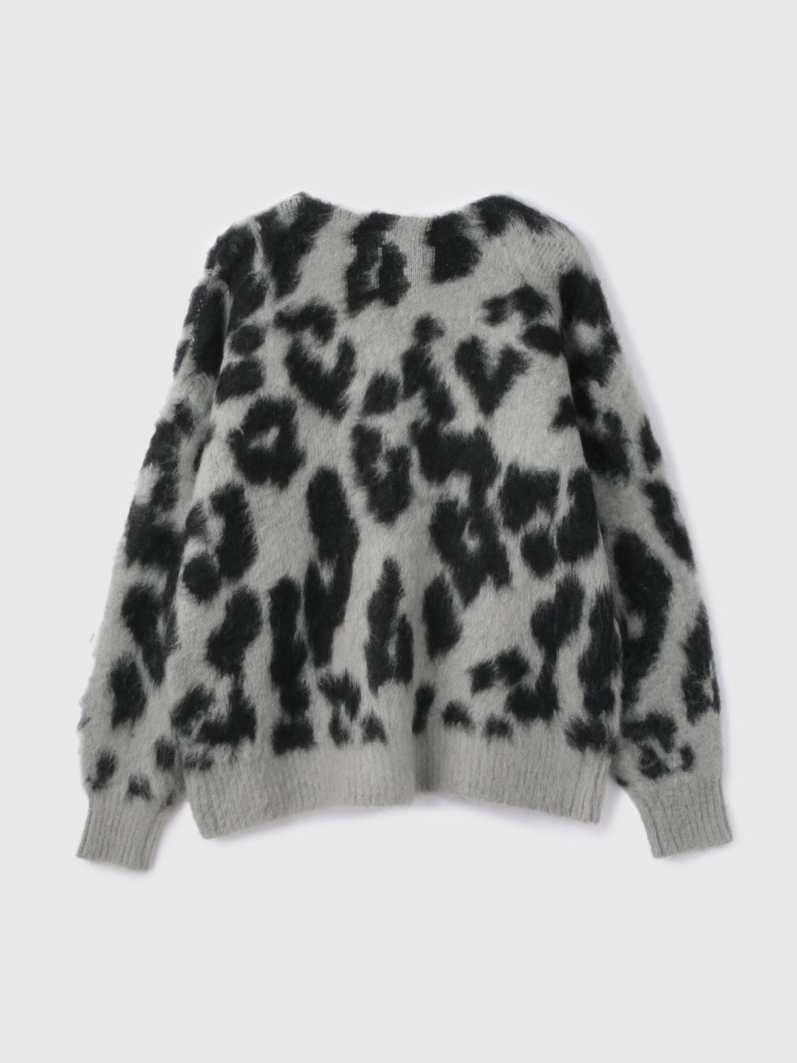 レオパードジャガードシャギーニットカーディガン