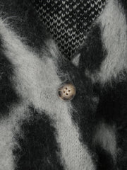 レオパードジャガードシャギーニットカーディガン