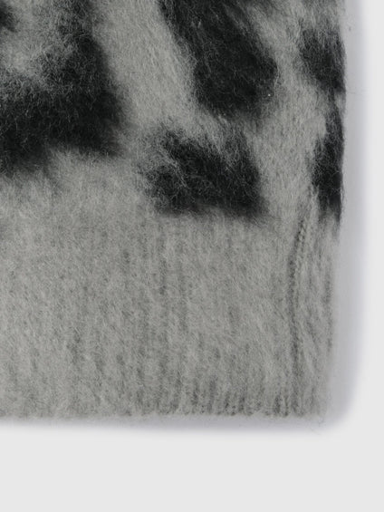 レオパードジャガードシャギーニットカーディガン