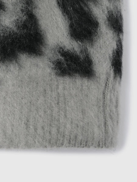 レオパードジャガードシャギーニットカーディガン