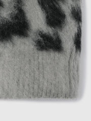 レオパードジャガードシャギーニットカーディガン