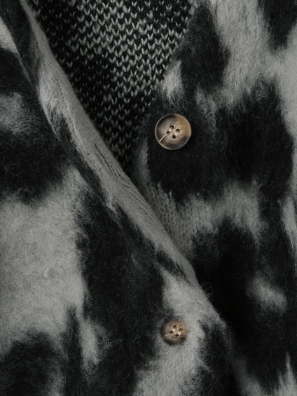 レオパードジャガードシャギーニットカーディガン