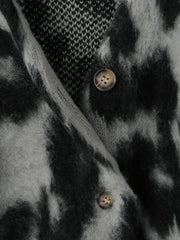 レオパードジャガードシャギーニットカーディガン