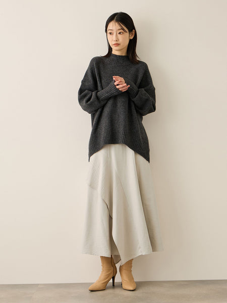 サテンピーチバックアシンメトリースカート≪手洗い可能≫