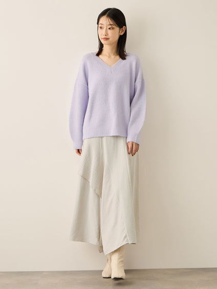 サテンピーチバックアシンメトリースカート≪手洗い可能≫