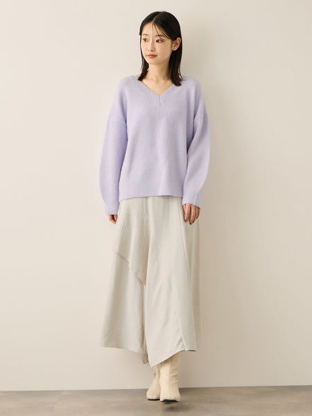 サテンピーチバックアシンメトリースカート≪手洗い可能≫