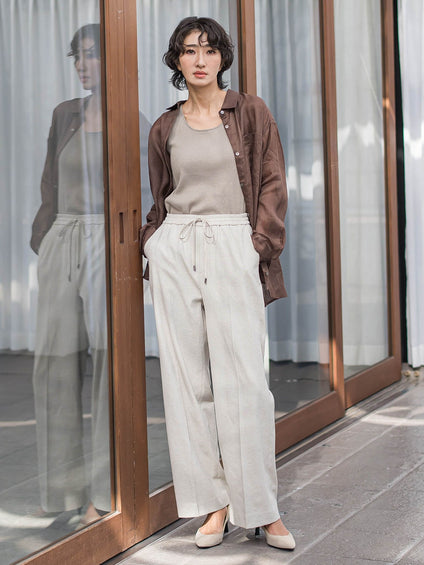 【WEB限定/+5cm丈長め】シェルタリングワイドパンツ