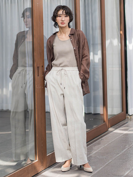 【WEB限定/+5cm丈長め】シェルタリングワイドパンツ