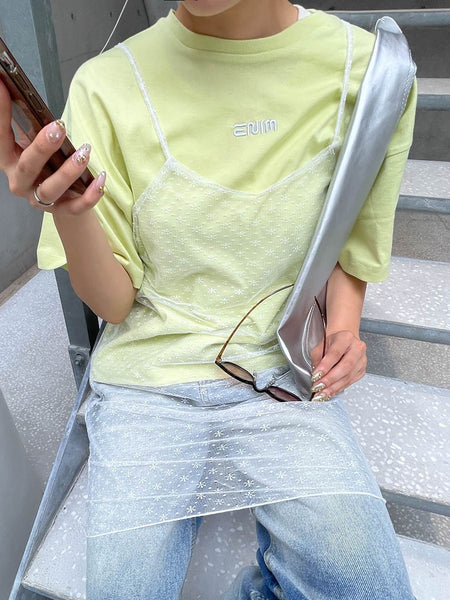 【ENIM BY VICKY】ハイゲージENIMロゴ刺繍Tシャツ《手洗い可能》