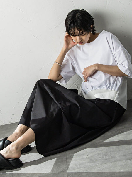 裾リブ前後異素材プルオーバー≪手洗い可能≫