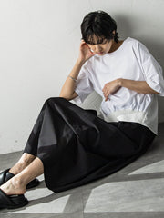 裾リブ前後異素材プルオーバー≪手洗い可能≫