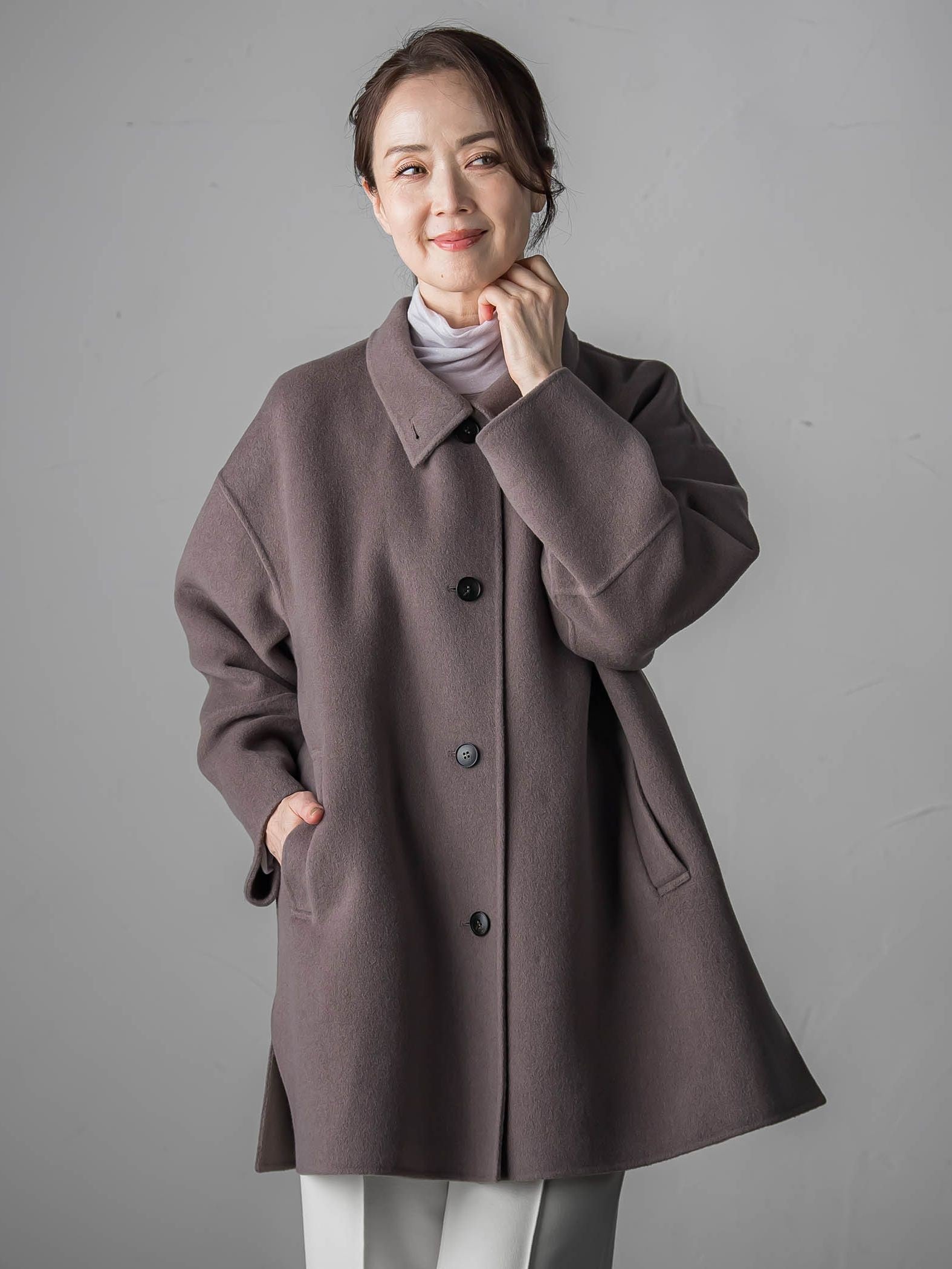 <極>”軽さと贅沢なぬくもり”スタンドカラーリバーコート