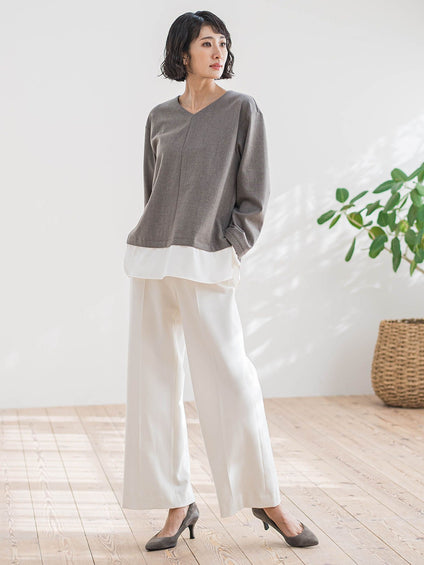 ピクシエスタVネックブラウス≪洗濯機で洗える≫