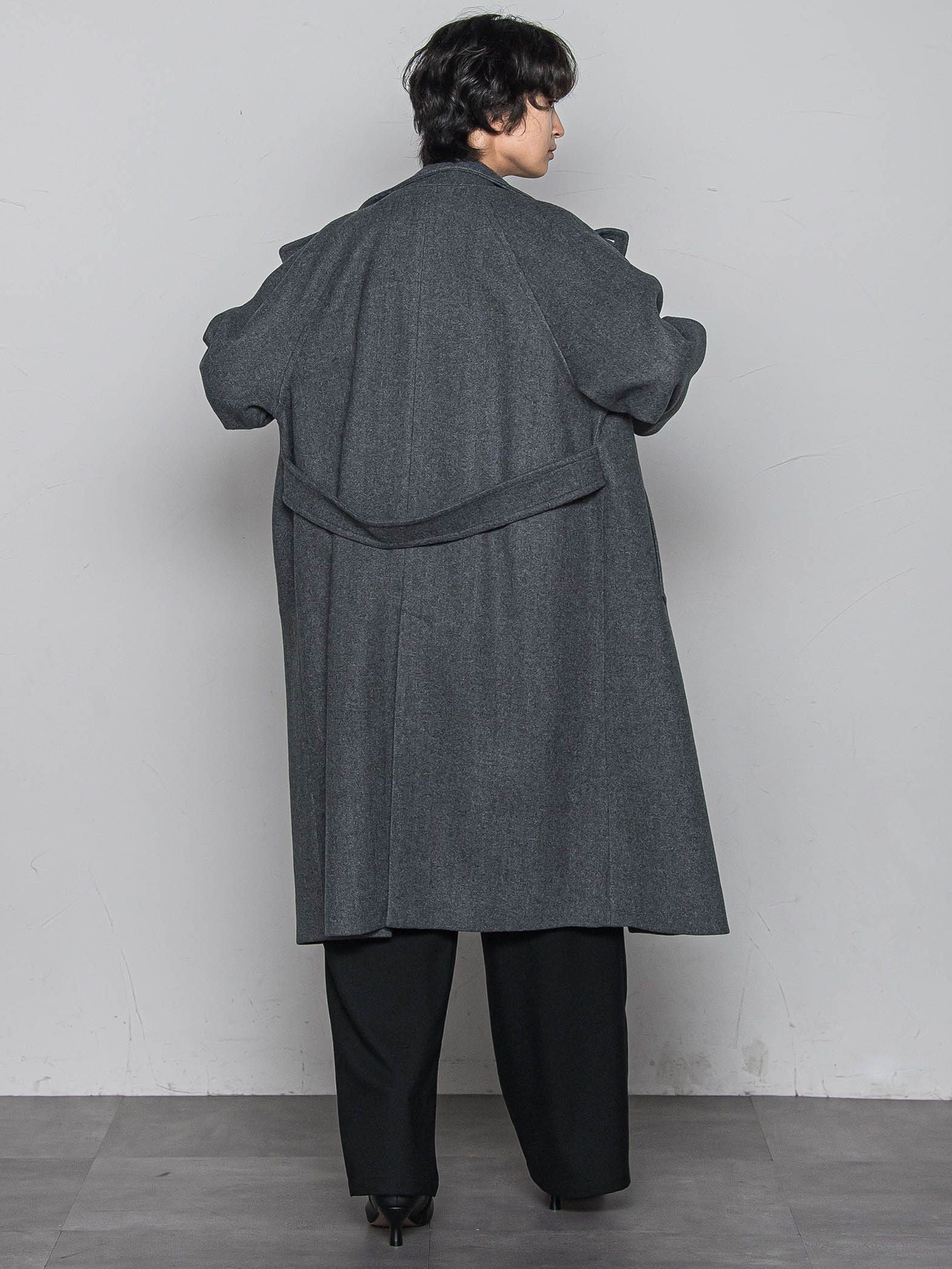 ライトジャージメルトンスタンドカラーロングコート