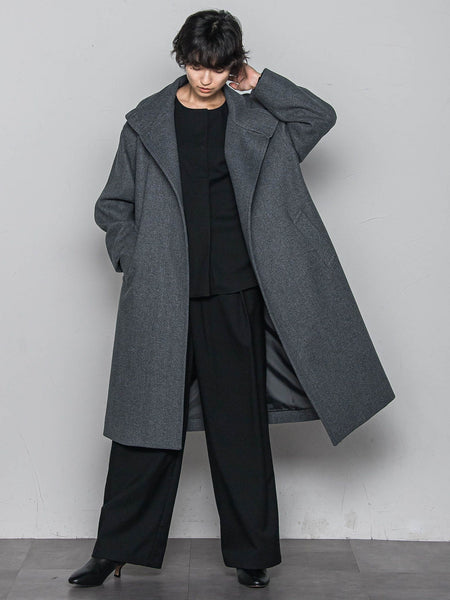ライトジャージメルトンスタンドカラーロングコート