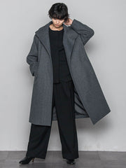 ライトジャージメルトンスタンドカラーロングコート