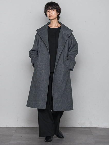 ライトジャージメルトンスタンドカラーロングコート
