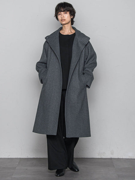 ライトジャージメルトンスタンドカラーロングコート