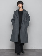 ライトジャージメルトンスタンドカラーロングコート