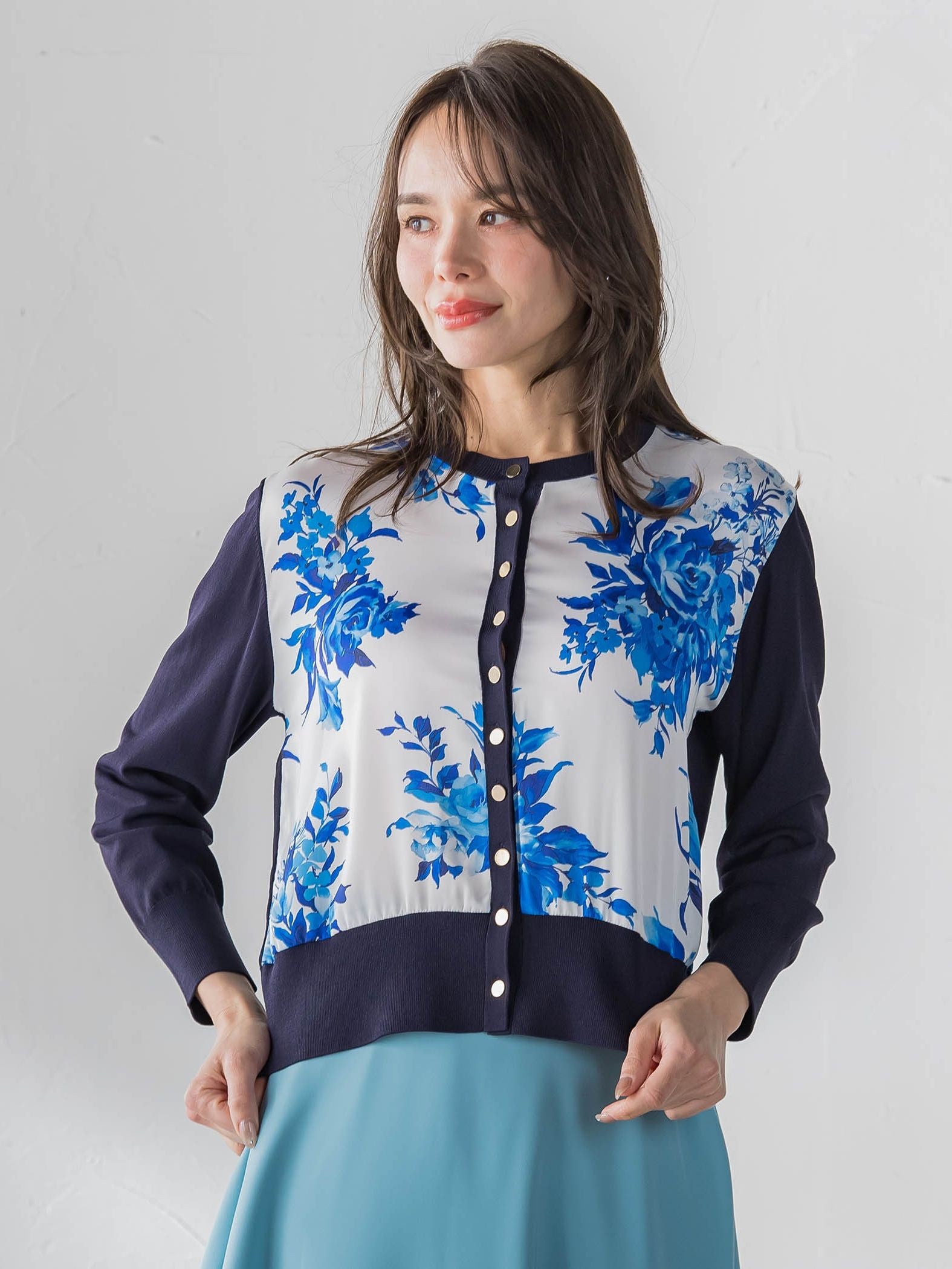 ビッグフラワーブーケカーディガン