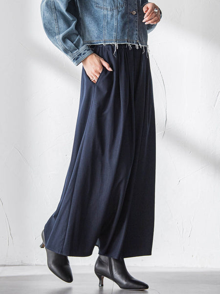 シャンブレーイージーキュロットパンツ≪手洗い可能≫