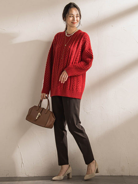 【WEB限定】ケーブル柄編みニット≪洗える≫