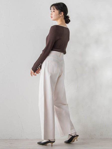 カーブデニムパンツ≪洗濯機で洗える≫