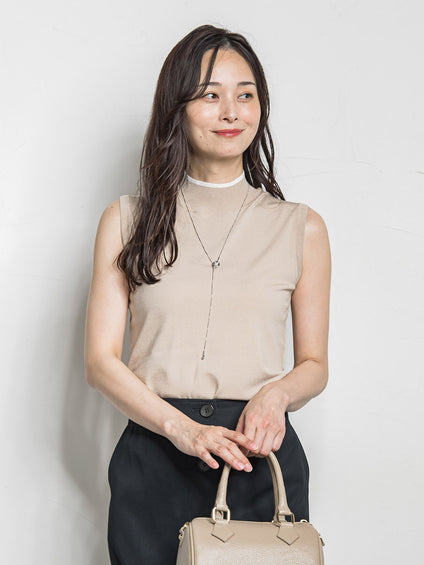 ノースリーブハイネックニット ≪手洗い可能≫