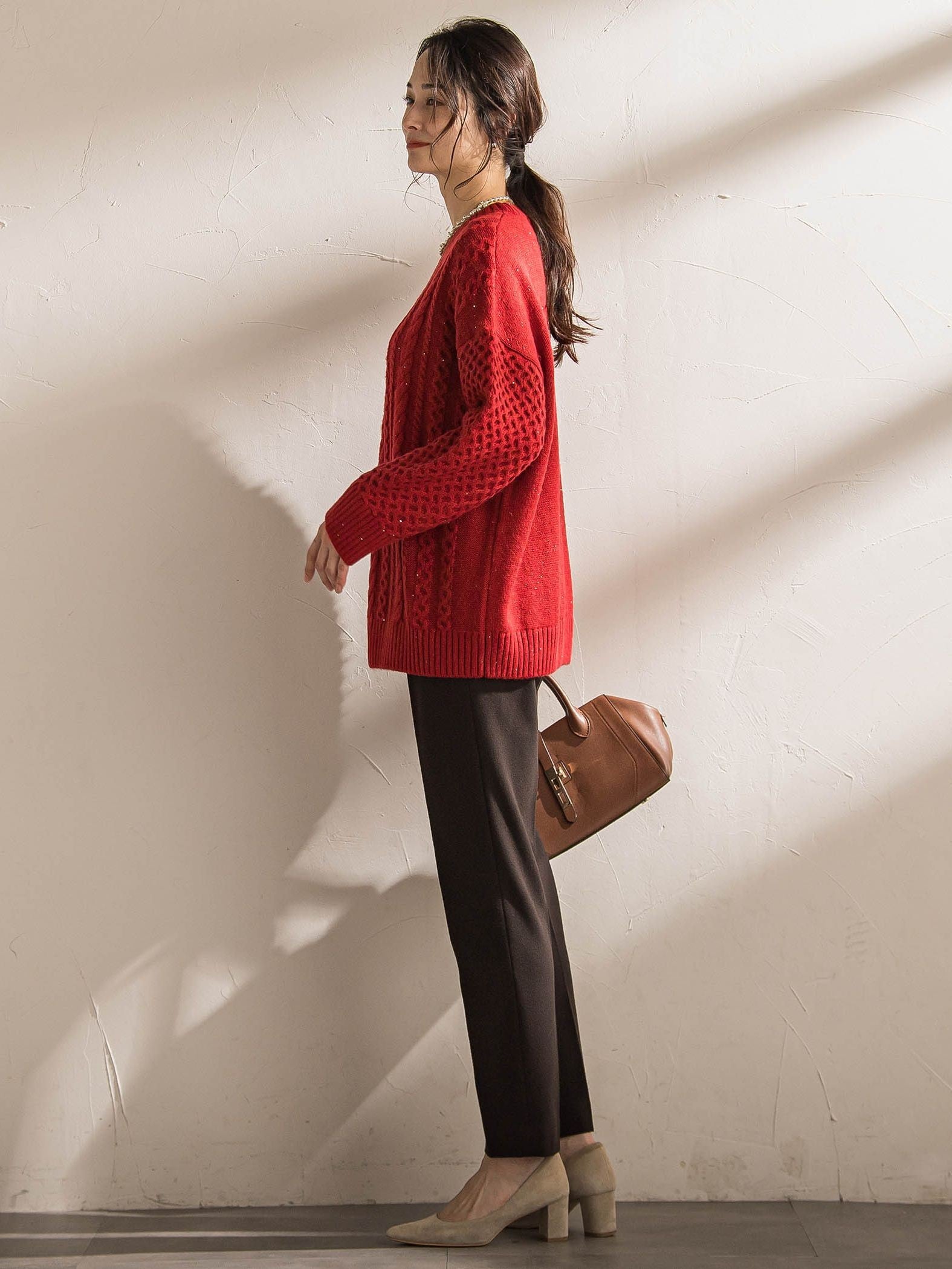 【WEB限定】ケーブル柄編みニット≪洗える≫