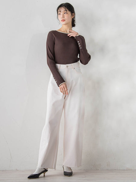 カーブデニムパンツ≪洗濯機で洗える≫