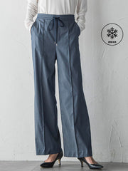 【WEB限定】デニム見えシャンブレーワイドパンツ≪洗濯機で洗える≫