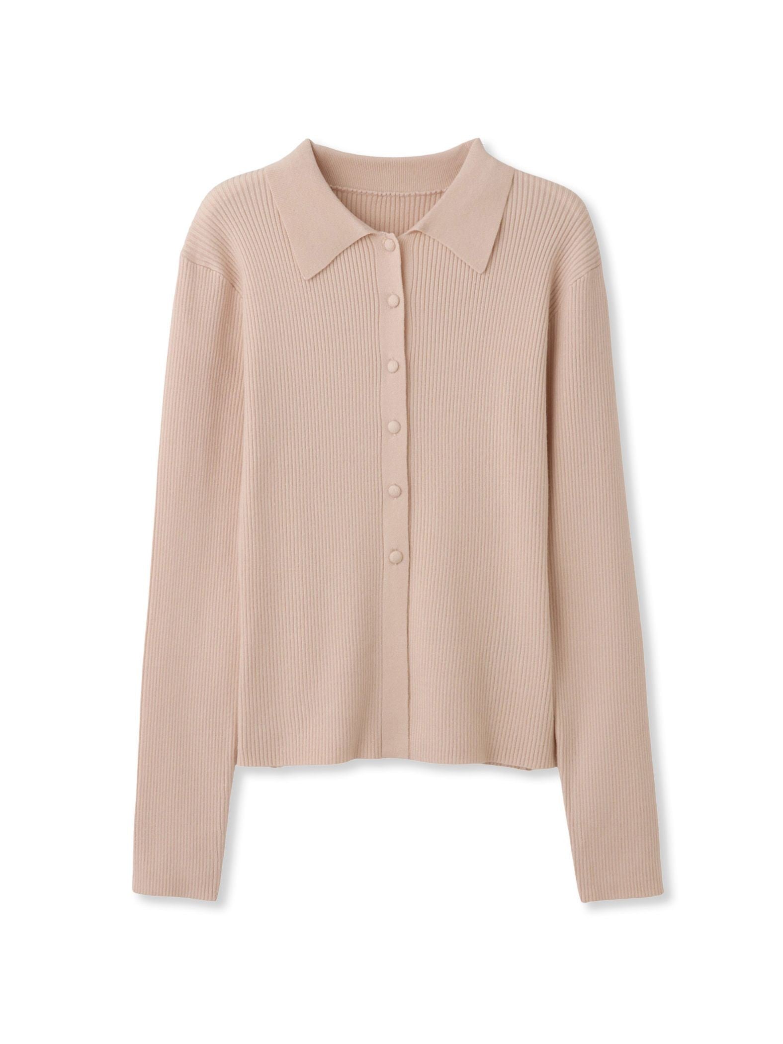 くるみボタンポロニットカーディガン≪手洗い可能≫