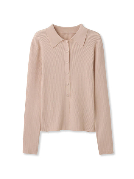 くるみボタンポロニットカーディガン≪手洗い可能≫