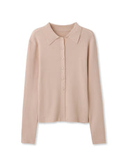 くるみボタンポロニットカーディガン≪手洗い可能≫