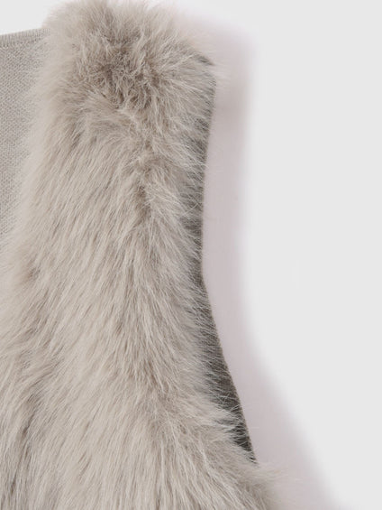 フロントフェイクファーニットベスト